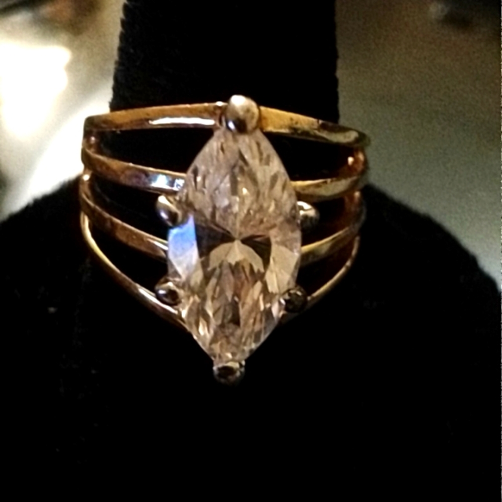 Vintage CZ GF/SS Solitaire Ring size 6